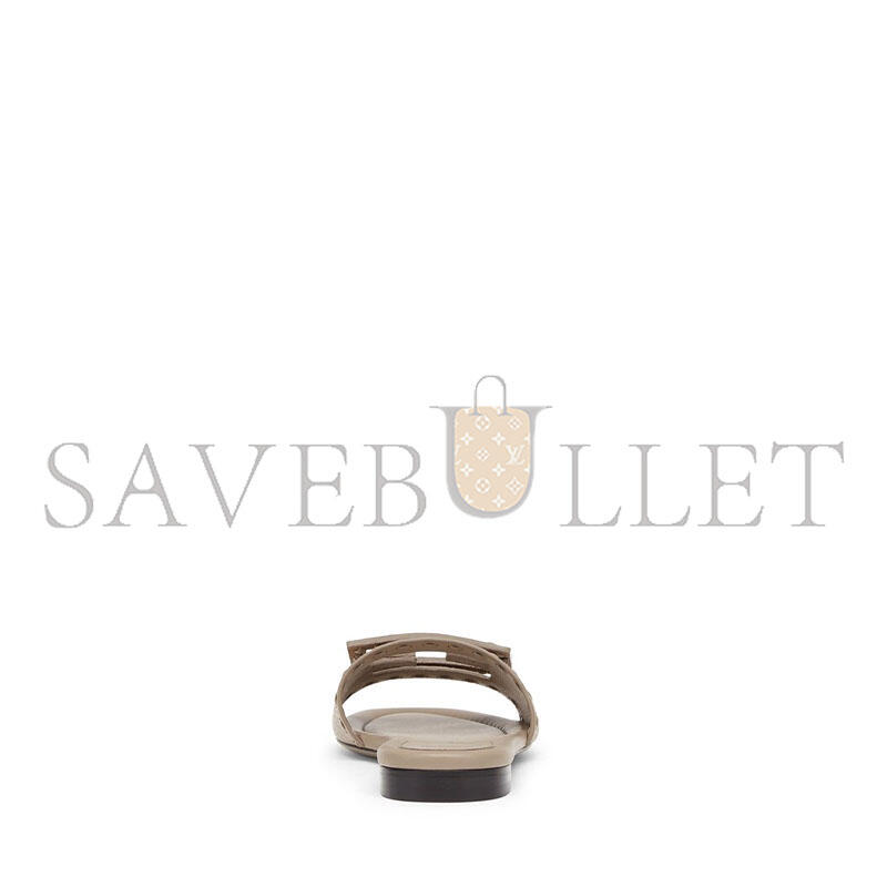 FENDI BAGUETTE DOVE GREY LEATHER SLIDES 8R8136AQY2F1MXM